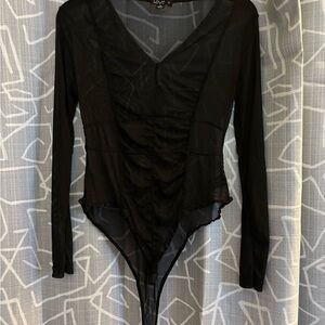 Love Black Long Sleeve Bodysuit